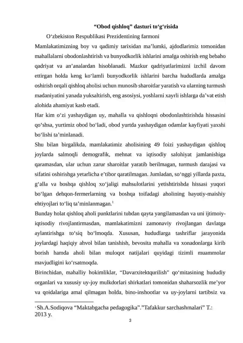 Obod qishloq dasturi 3