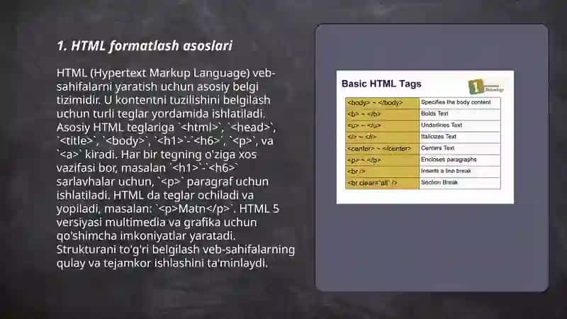 HTML formatlash asoslari 3