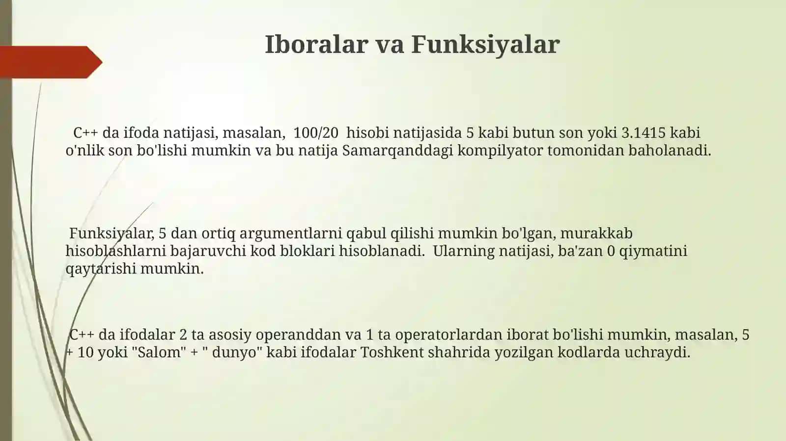 C++ tilida ifoda tushunchasi 3