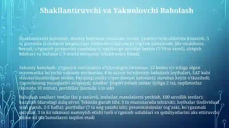 An'anaviy baholash usullari 3
