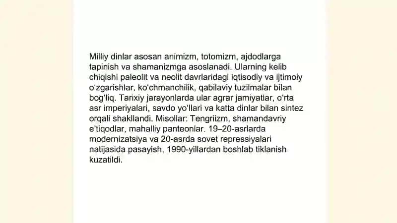 milliy dinlar 3
