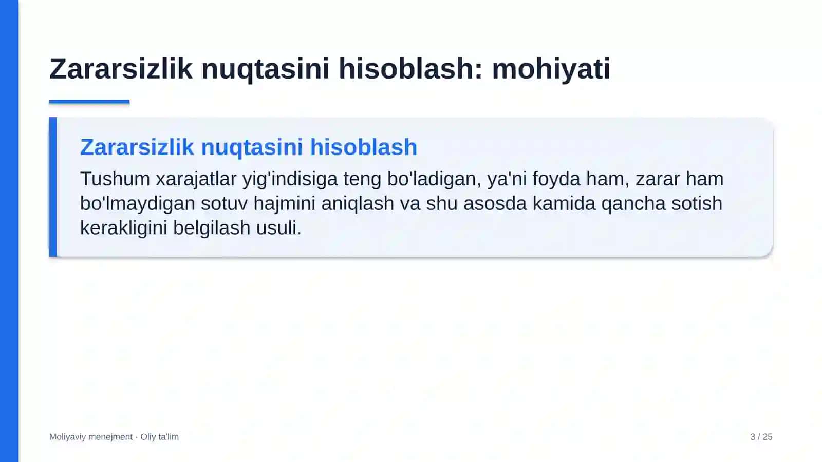 Qurolli Kuchlarda zararsizlik nuqtasini hisoblash 3