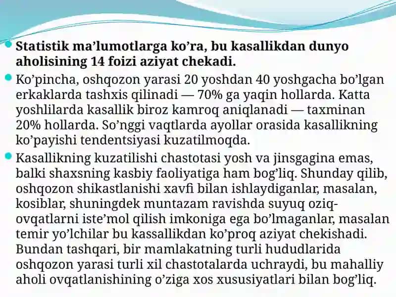 OSHQOZON YARASI KASALLIGI: ETIOLOGIYASI VA PATOGENEZINING ZAMONAVIY ASPEKTLAR 3