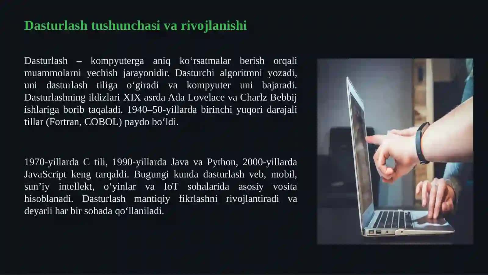 DASTURLASH TILLARI VA ALGORITMLASH ASOSLARI 3
