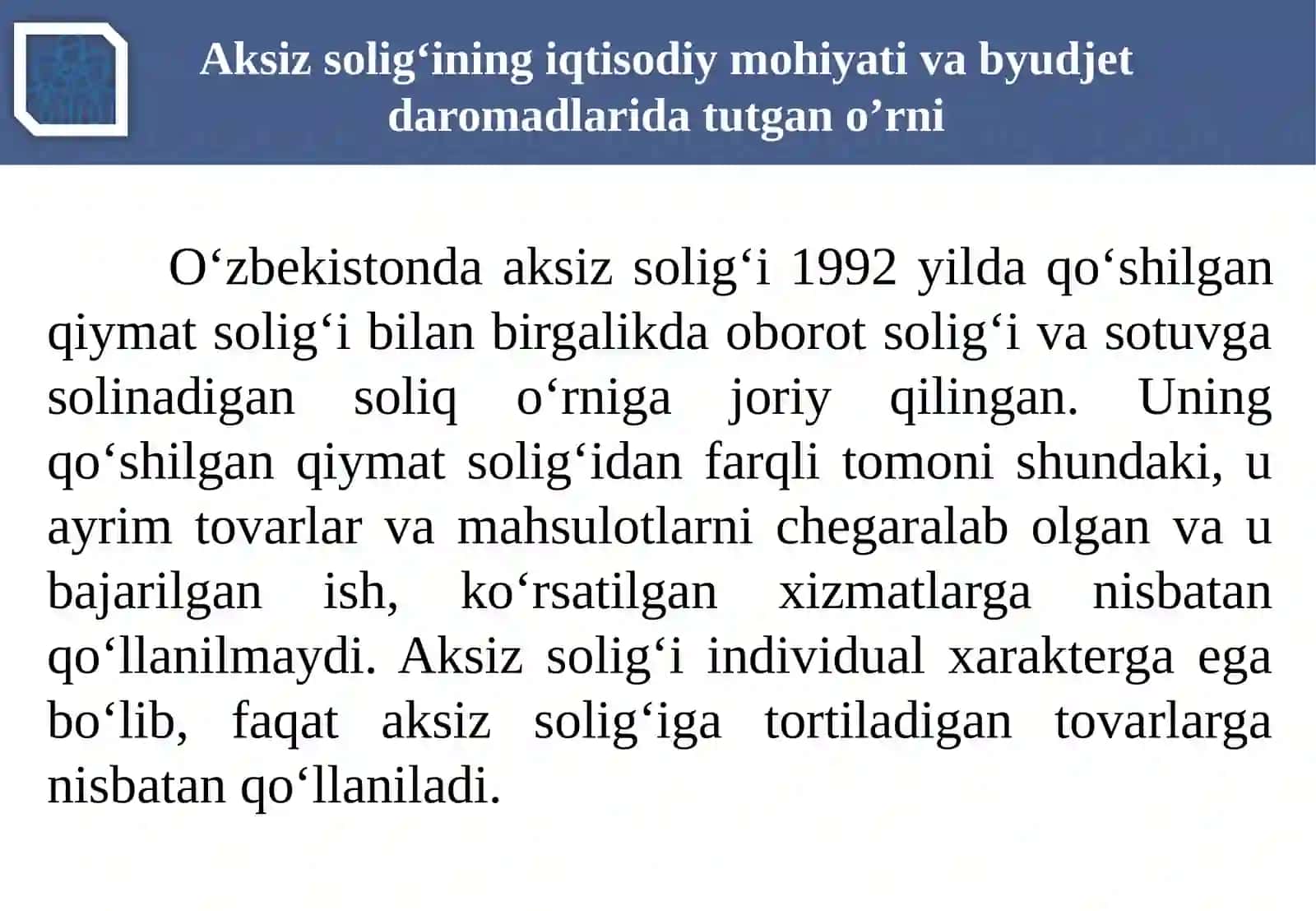 AKSIZ SOLIG‘I 3