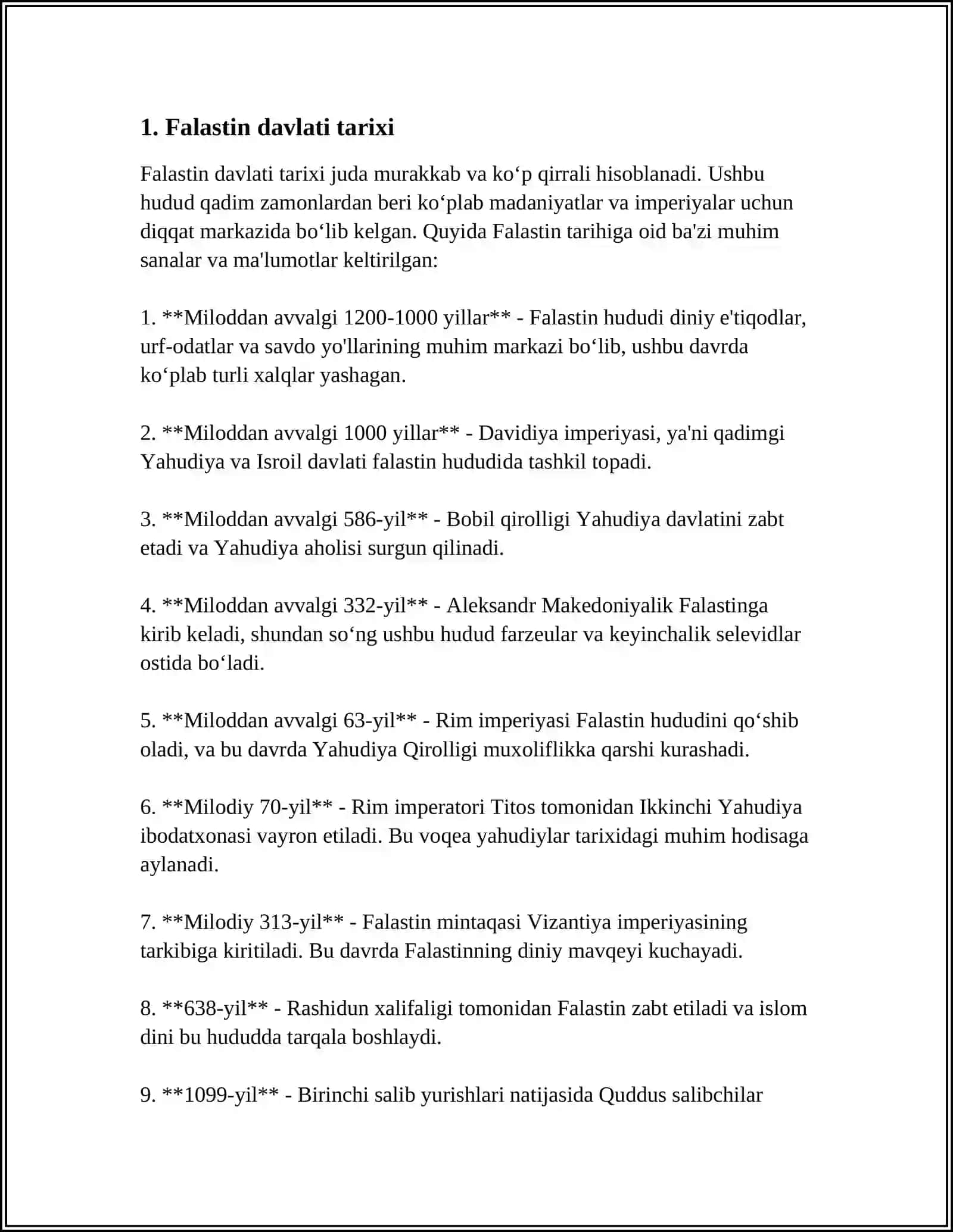 FALASTIN DAVLATI TARIXI 3