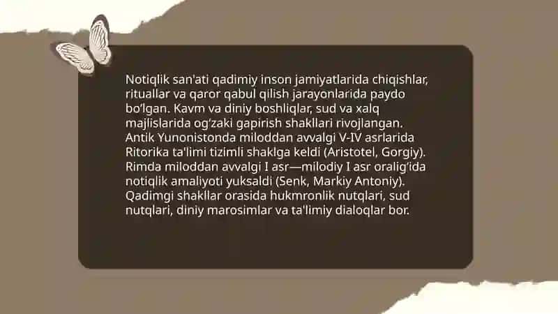 Notiqlik sanatining paydo bolish tarixi 3