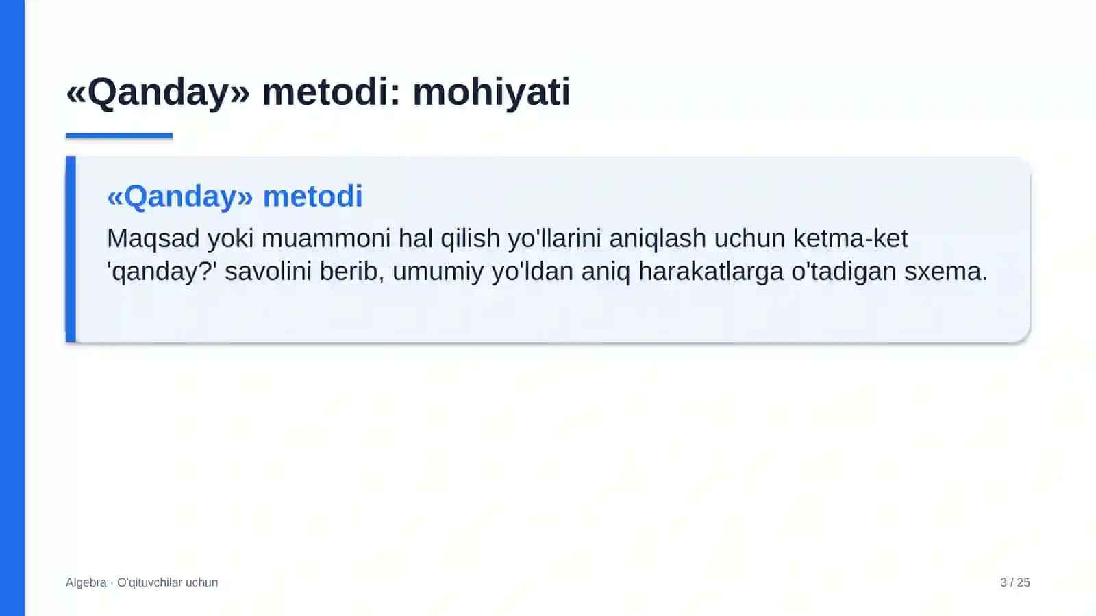 algebra darslarida qanday metodidan foydalanish 3470 3