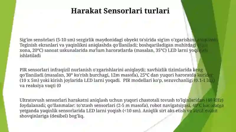 Harakatdatchiklari.SevitodiyodniLEDmalimharoratdaulash 3