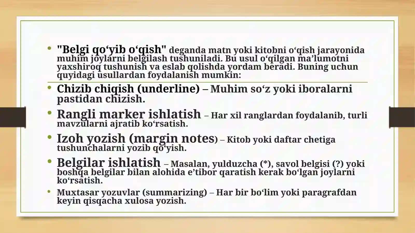 BELGI QUYIB OʻQISH USULI 3