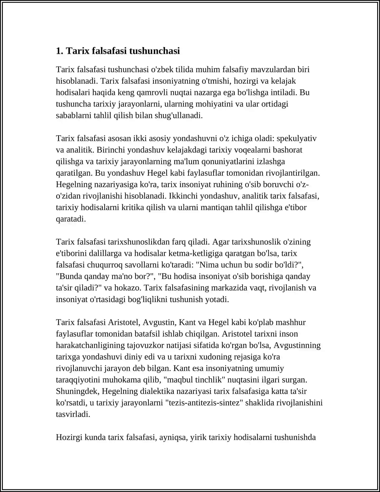 MUSTAQIL ISH Mavzu: TARIX FALSAFASI BOʻYICHA 3