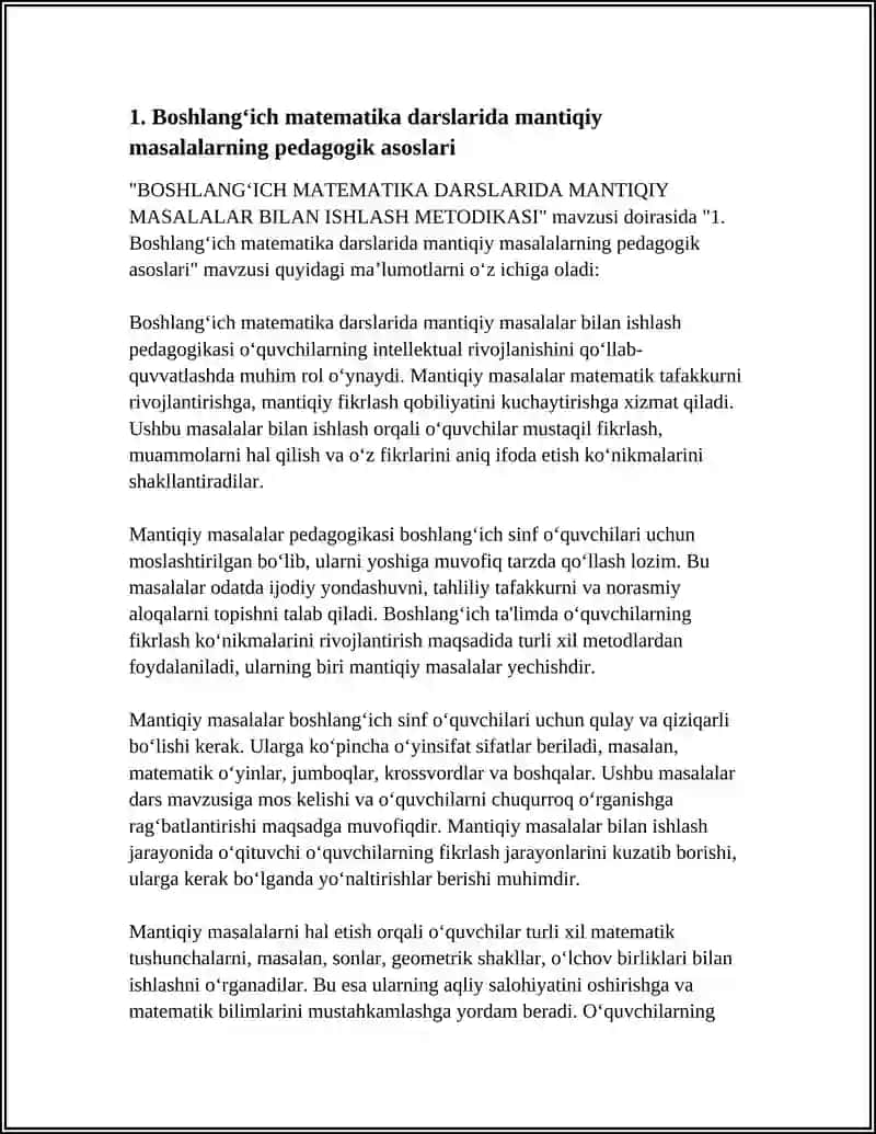 BOSHLANG‘ICH MATEMATIKA DARSLARIDA MANTIQIY MASALALAR BILAN ISHLASH METODIKASI 3