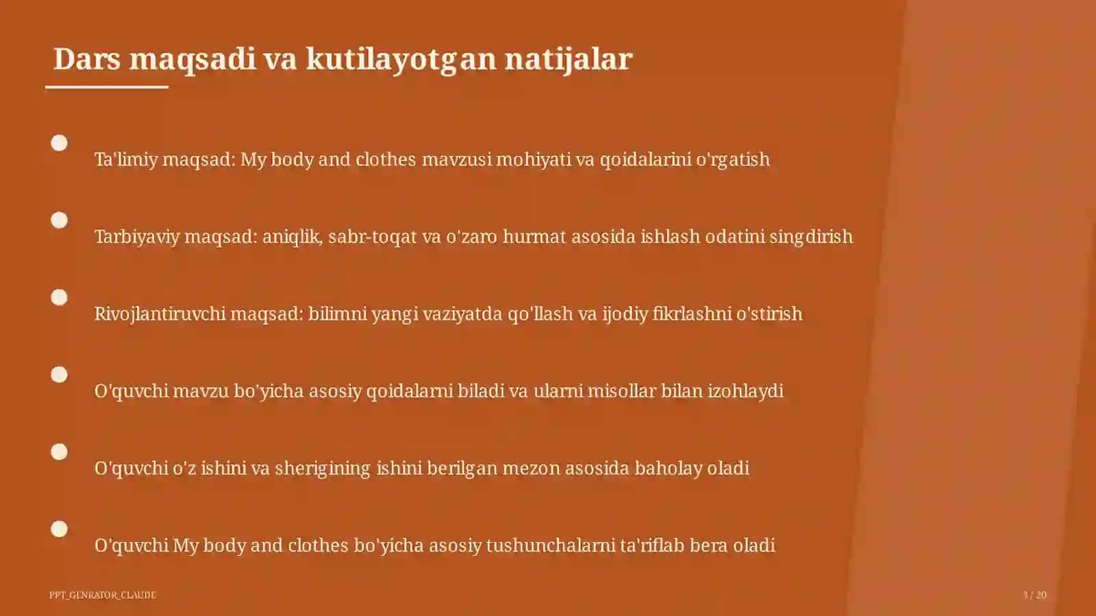 My body and clothes (3-sinf) 3