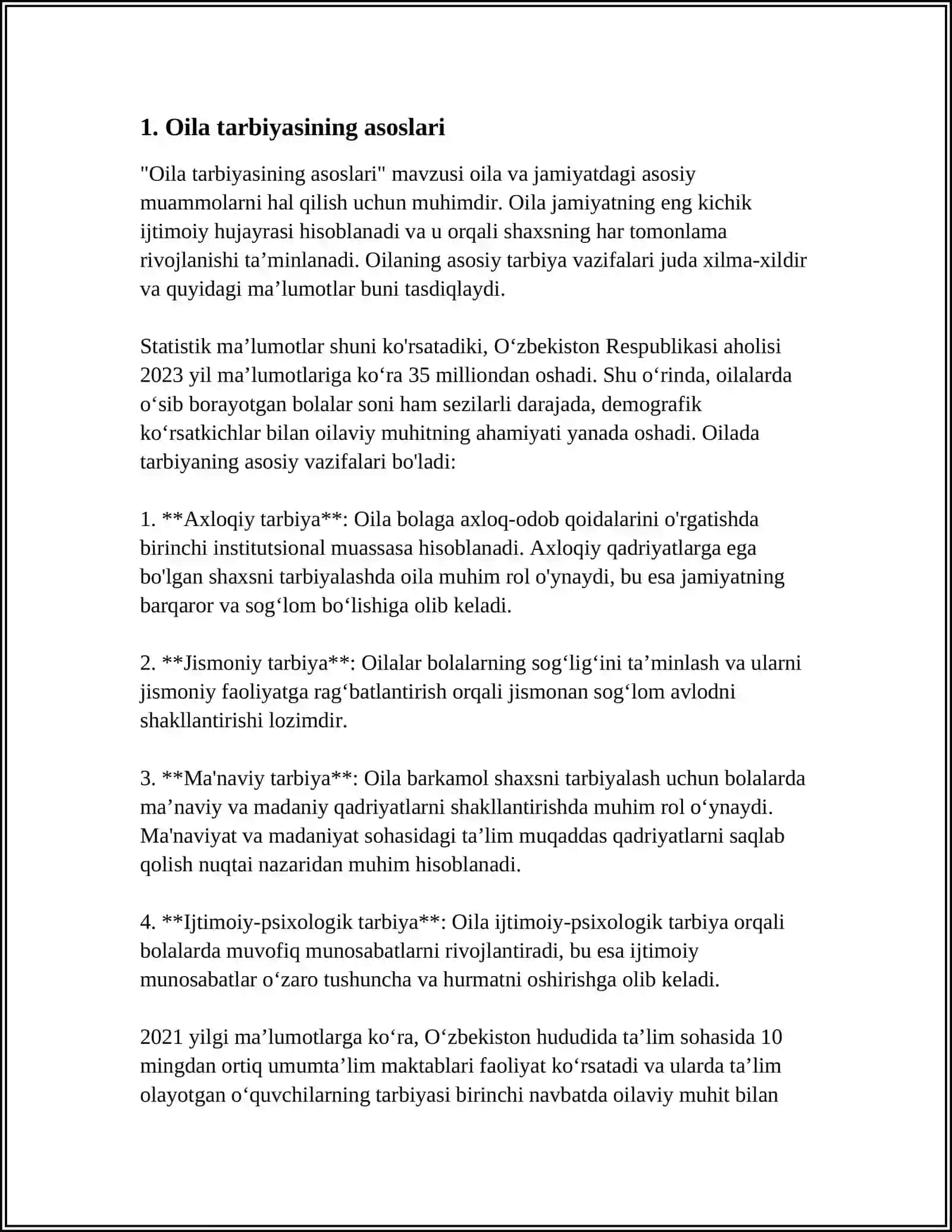 MAKTABGACHA TALIM TASHKILOTI TARBIYACHISI OILA TARBIYASIGA DOIR TAJRIBADAGI IJOBIY ISHLARNI REJALASHTIRISH 3