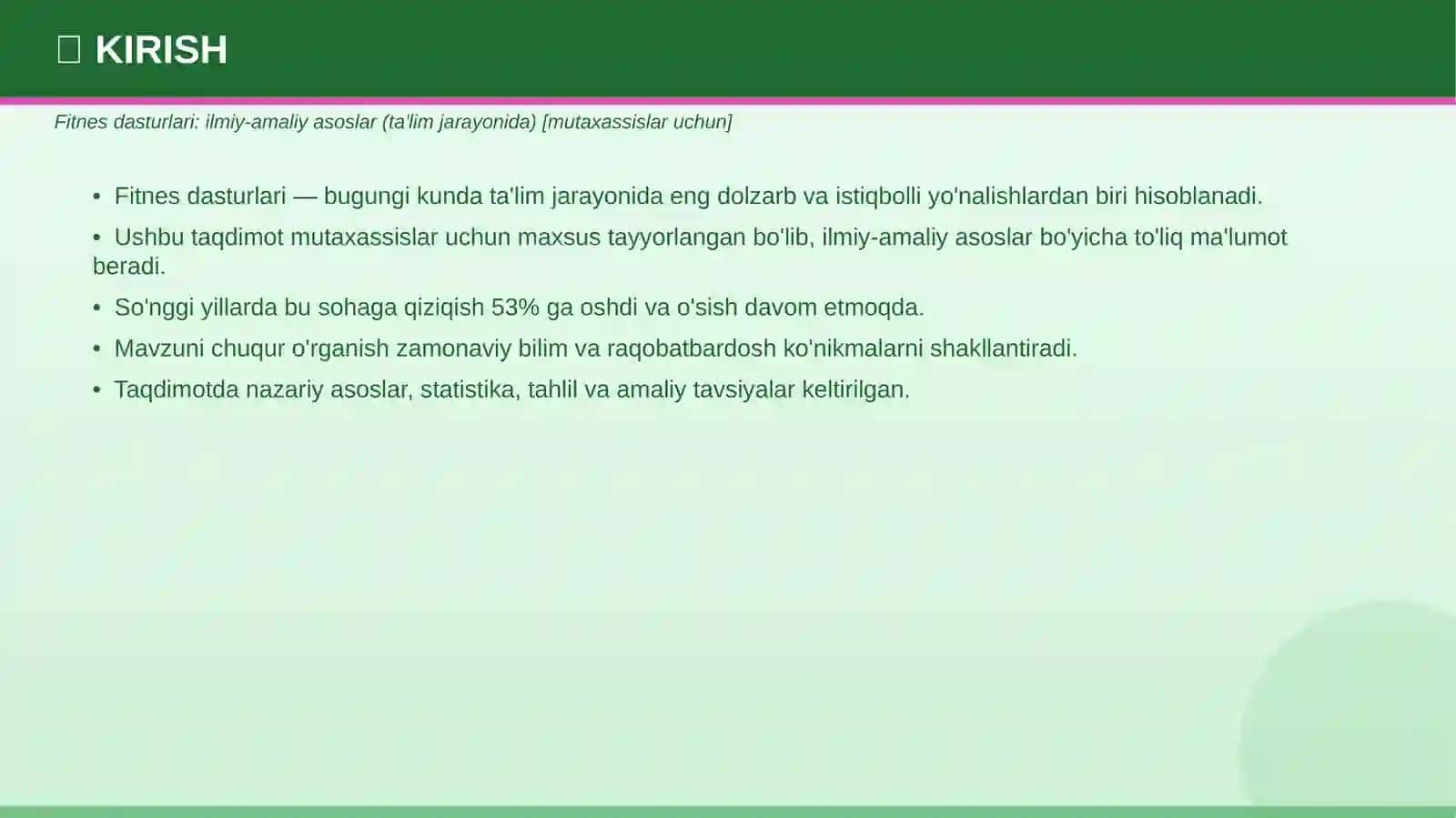 FITNES DASTURLARI: Ilmiy-amaliy asoslar 3