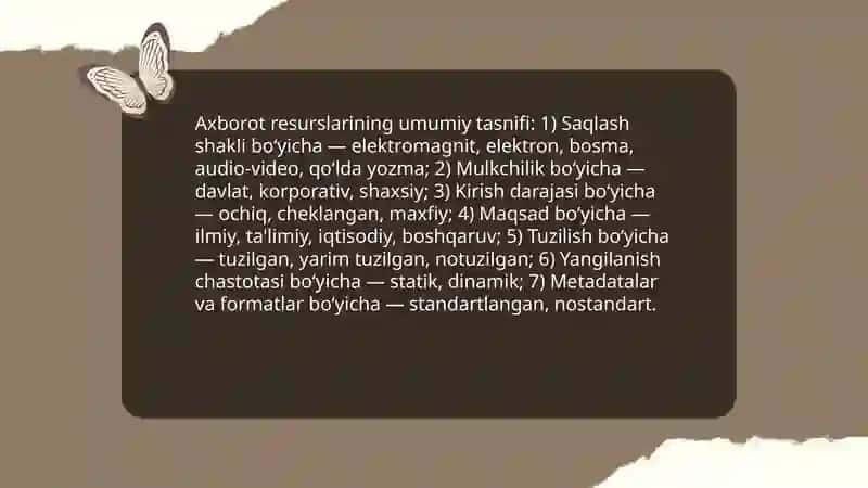 AXBOROT RESURSLARI TASNIFI 3