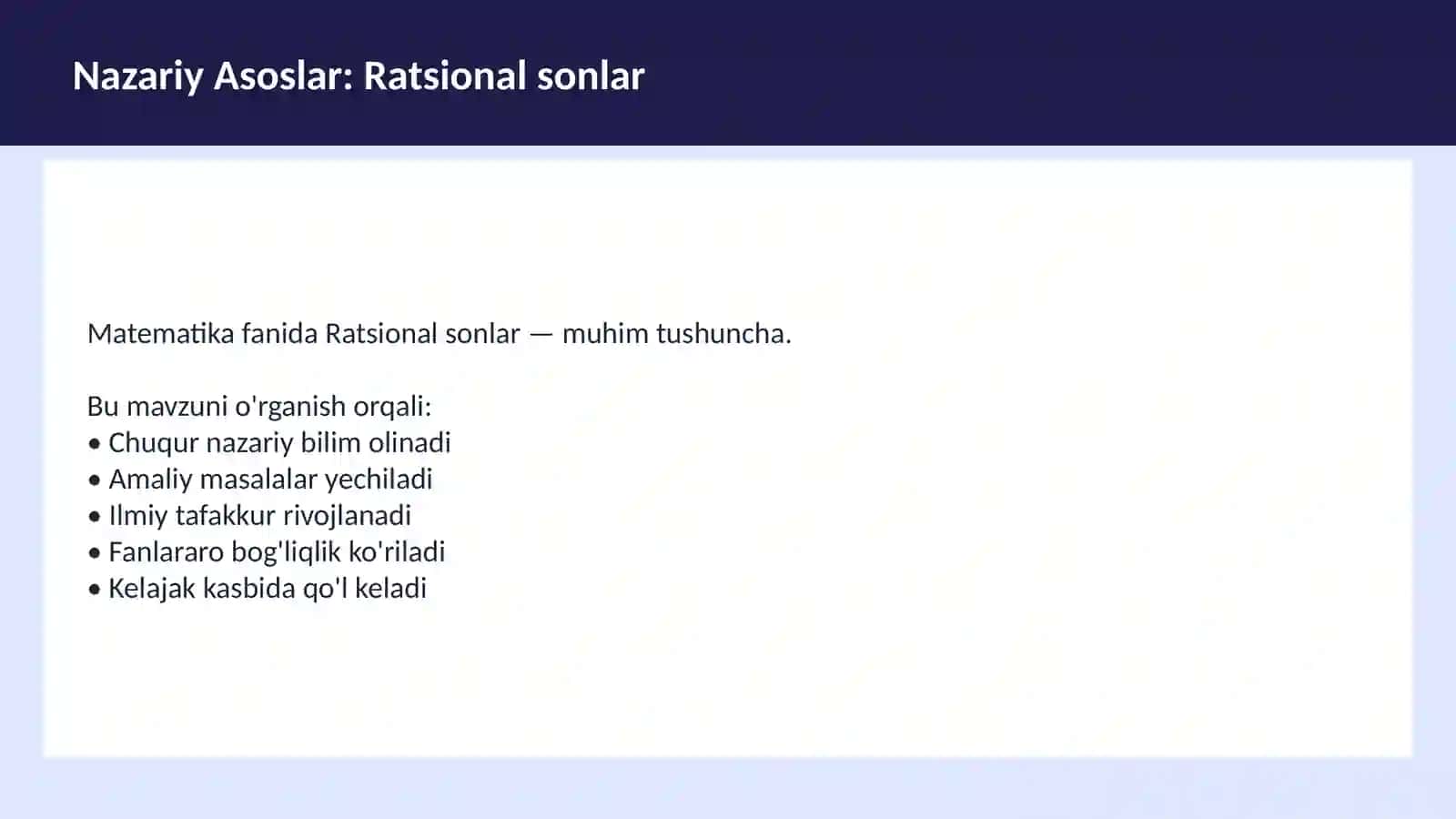Matematika. Sonlar nazariyasi 3