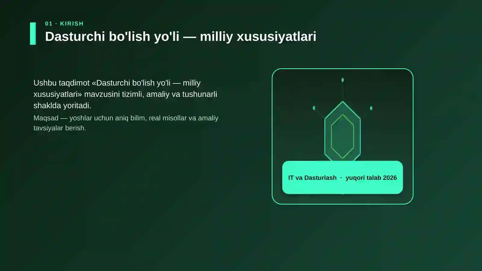 Dasturchi bo'lish yo'li — milliy xususiyatlari 3