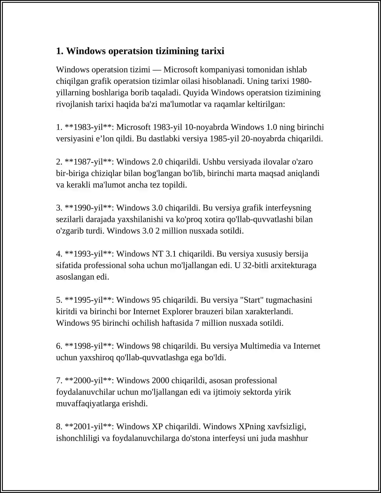WINDOWS OPERATSION TIZIM 3