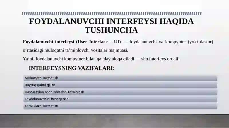FOYDALANUVCHI INTERFEYSI 3