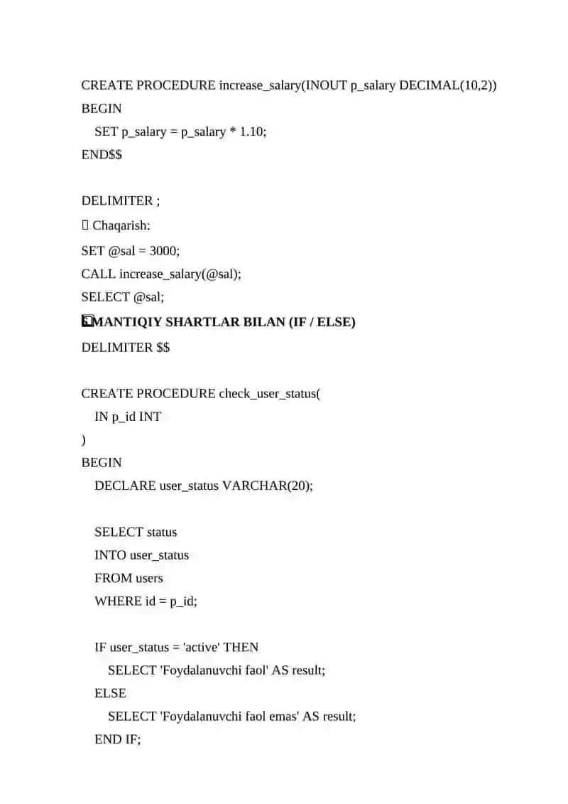 MANTIQIY SHARTLAR BILAN (IF / ELSE) 3