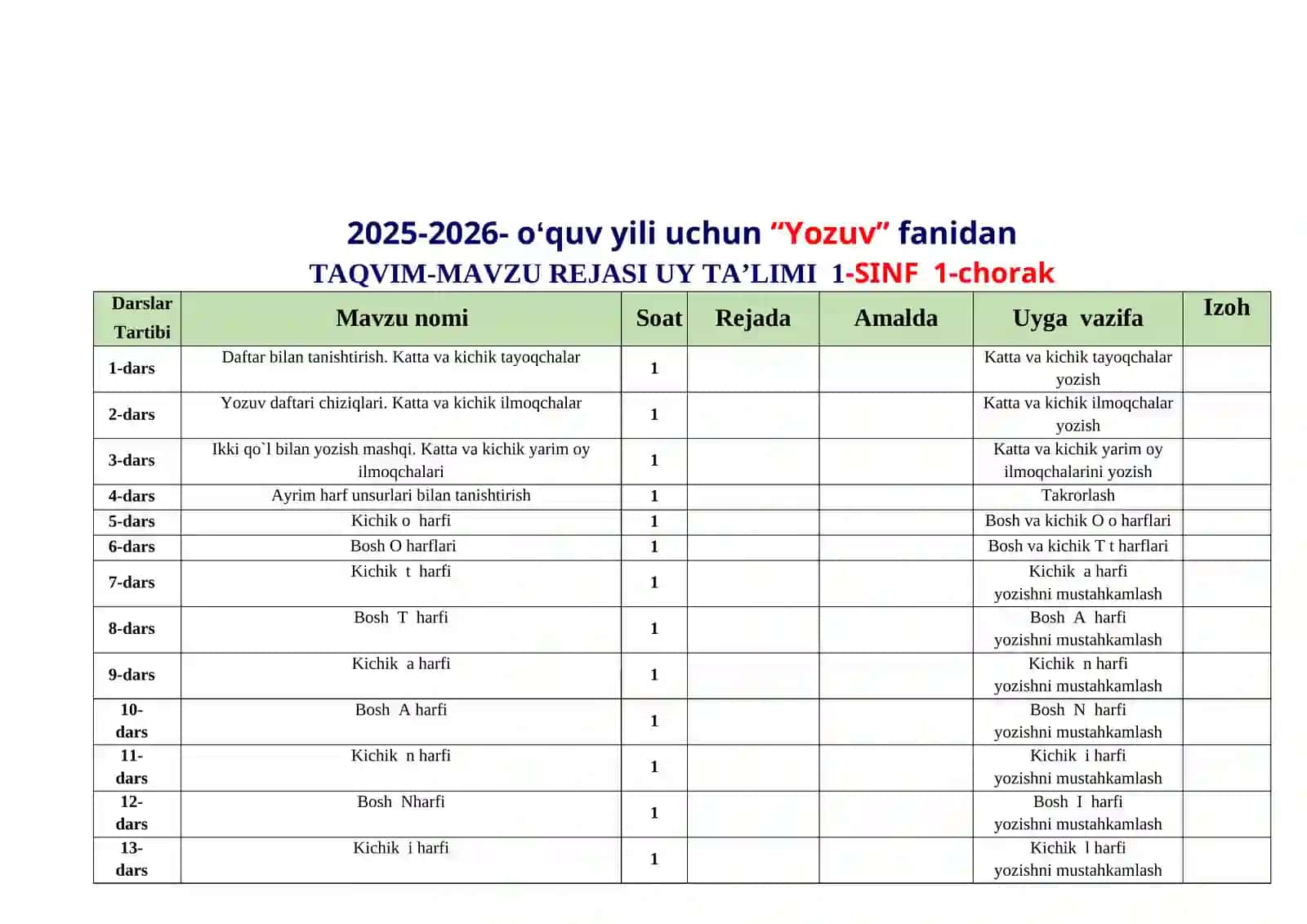 "Yozuv fanidan darslar" 3