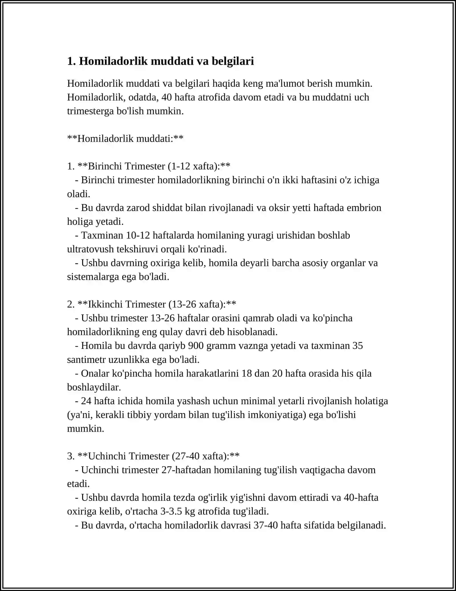 10. HOMILADORLIK MUDDATIGA YETMASLIGI VA MUDDATIDAN O‘TIB KETISHI TO‘G‘RISIDA TUSHUNCHALAR. ETIOLOGIYASI, KLINIKASI, TASHXISLASH. TASNIFI. “CHIN” VA “SOXTA” MUDDATIDAN O‘TIB KETGAN HOMILADORLIK TO‘G‘RISIDA TUSHUNCHALAR 3