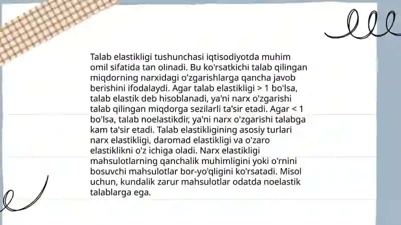 Talab elastikligi tushunchasi 3