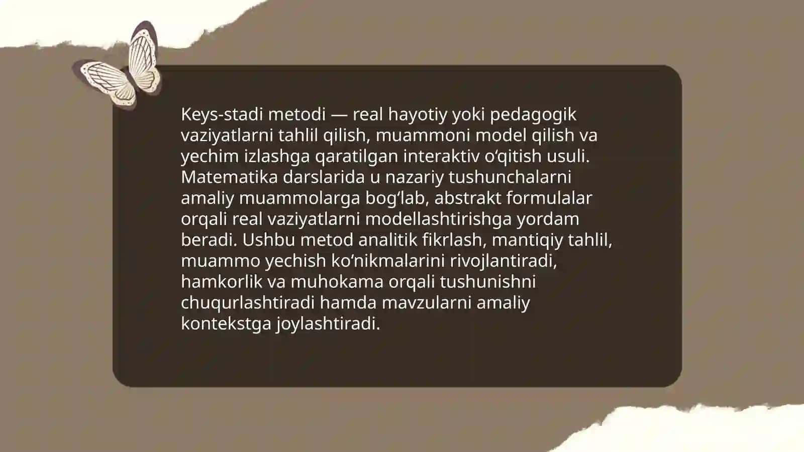Matematika darslarida keys-stadi metodidan foydalanish. Keyslar yaratish texnikasi 3