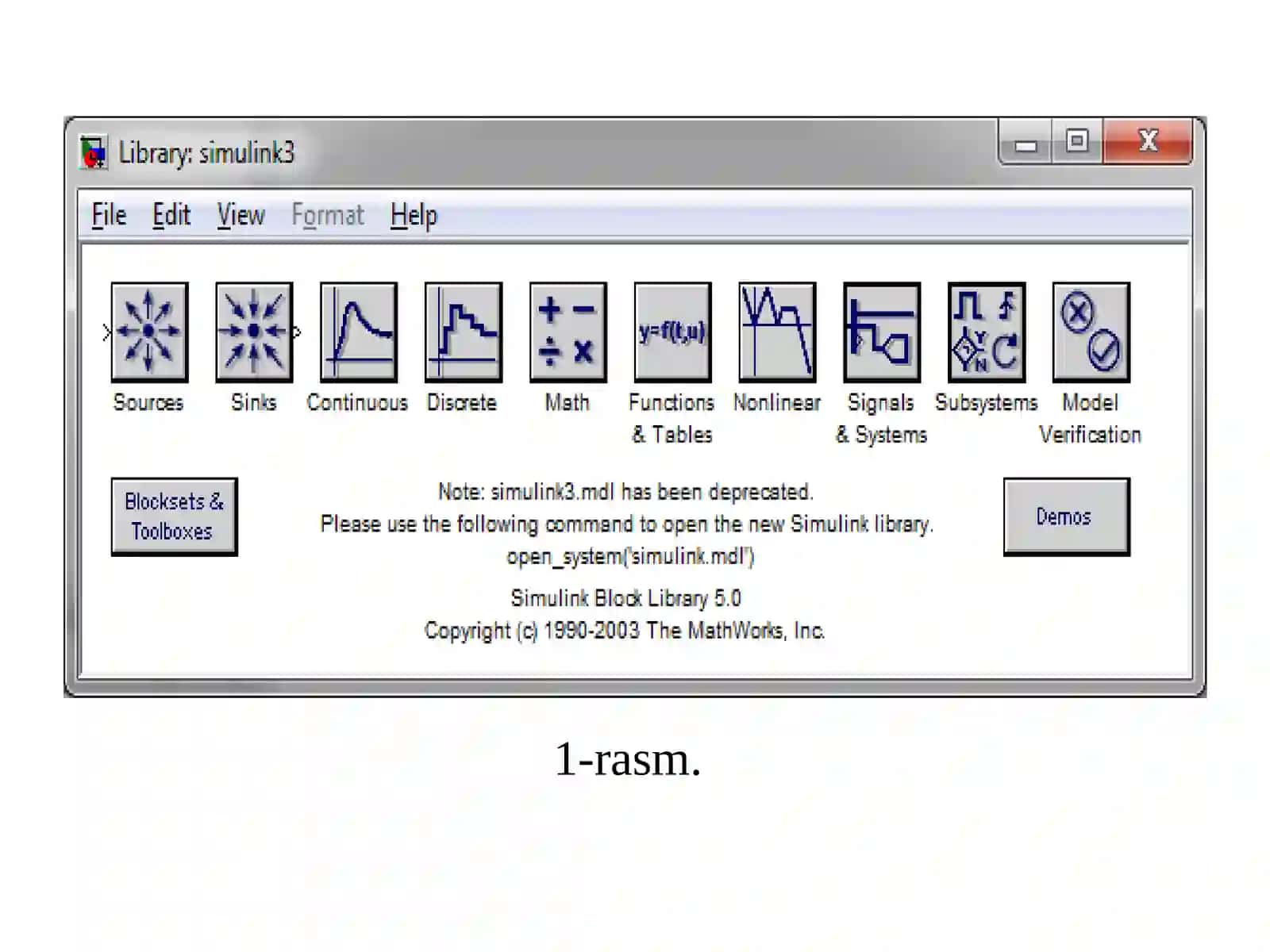 SimuLink blok kutubxonasi 3
