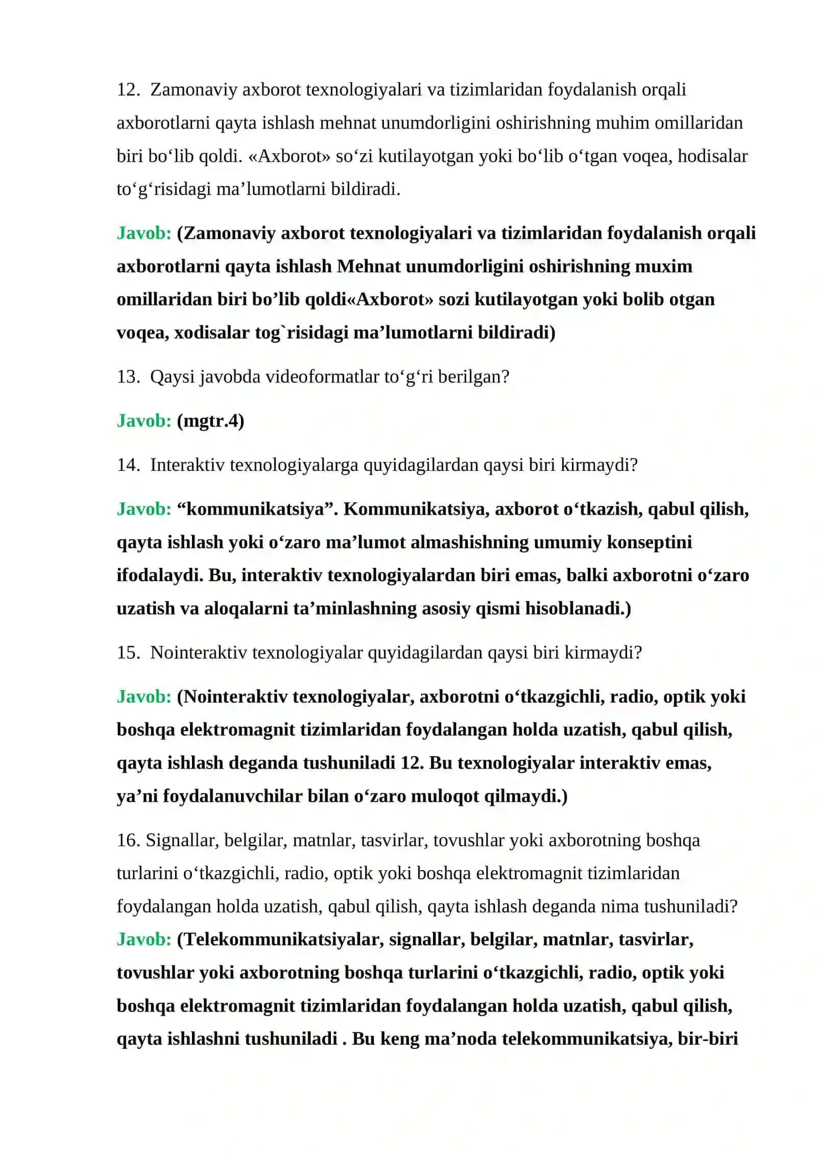 TEST.ARGOS.UZ PLATFORMASIDAGI SAVOLLAR 3
