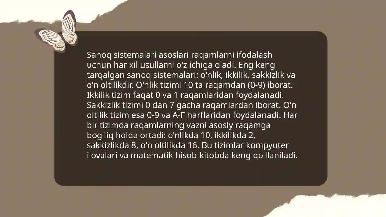 Sanoq sistemalari va algoritmlar 3