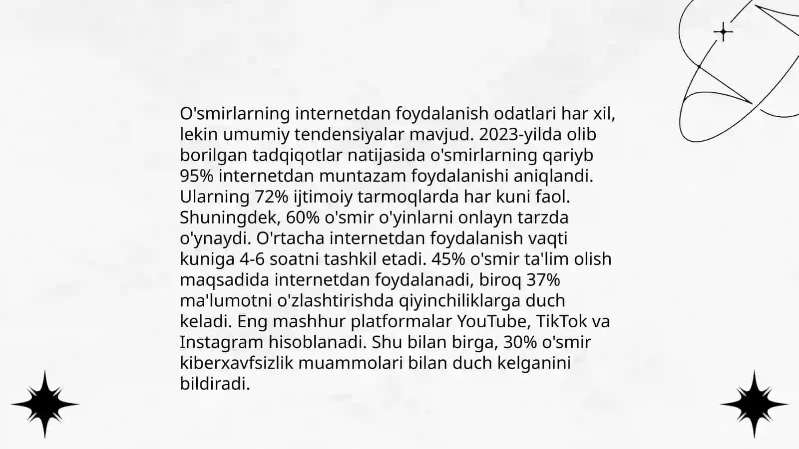O'smirlarning internetdan foydalanish odatlari 3