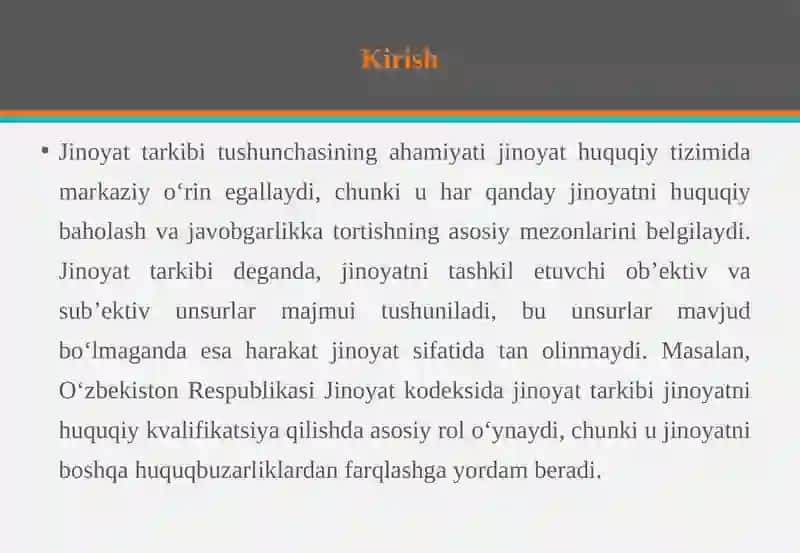 Jinoyat tarkibi tushunchasi va turlari 3