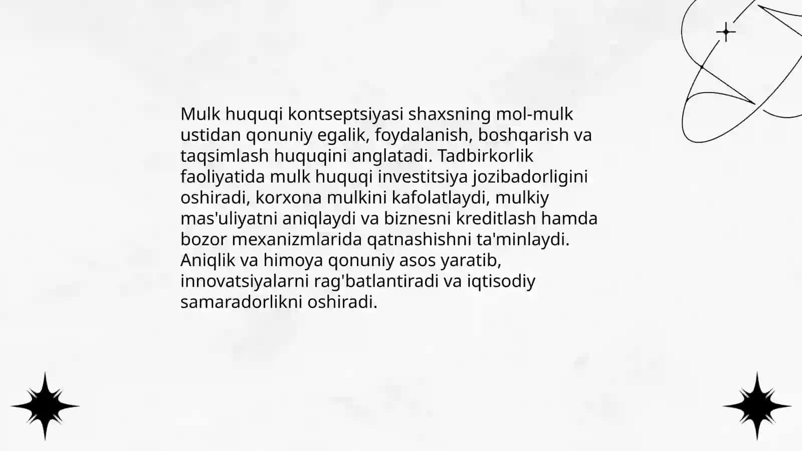 Mulk huquqi tadbirkorlik faoliyatining asosi sifatida 3