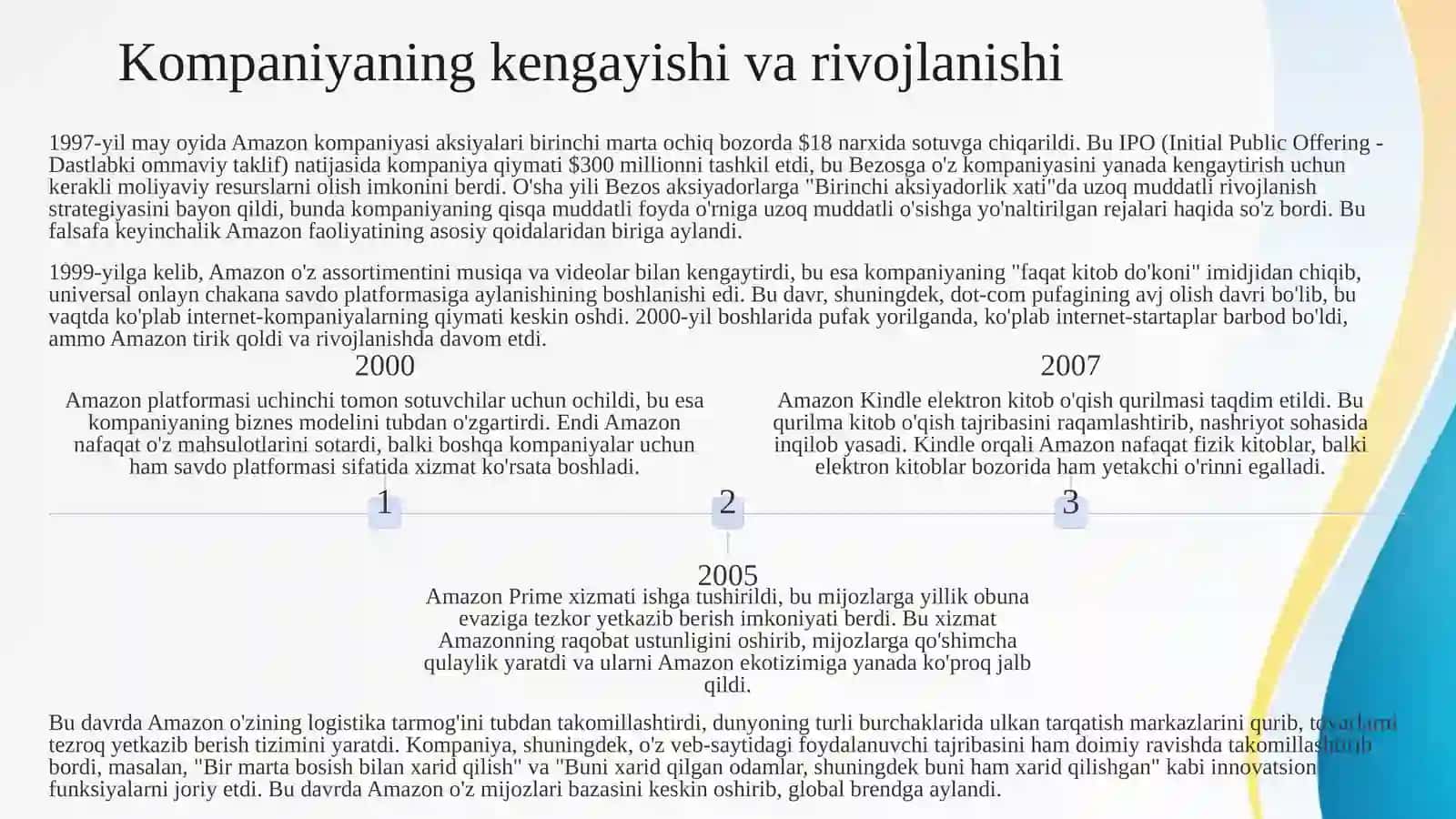 Amazon kompaniyasining rivojlanisah tarixi 3