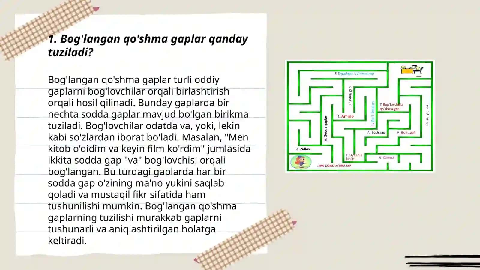 Bog'langan qòshma gaplar 3