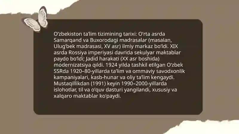 Oʻzbekiston ta'lim tizimining tarixi 3