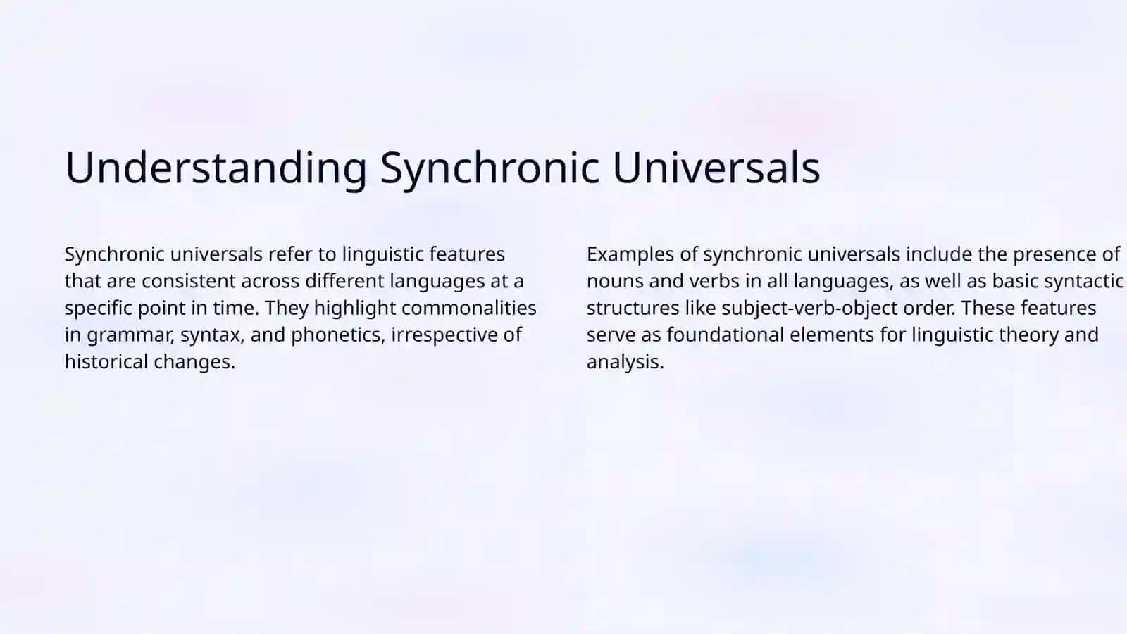 Synchronic Universals 3