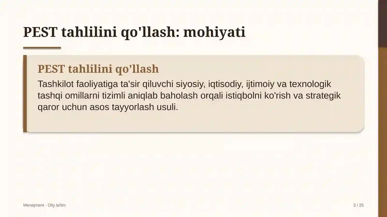 Ijodiy uyushmalarda PEST tahlilini qo'llash 3