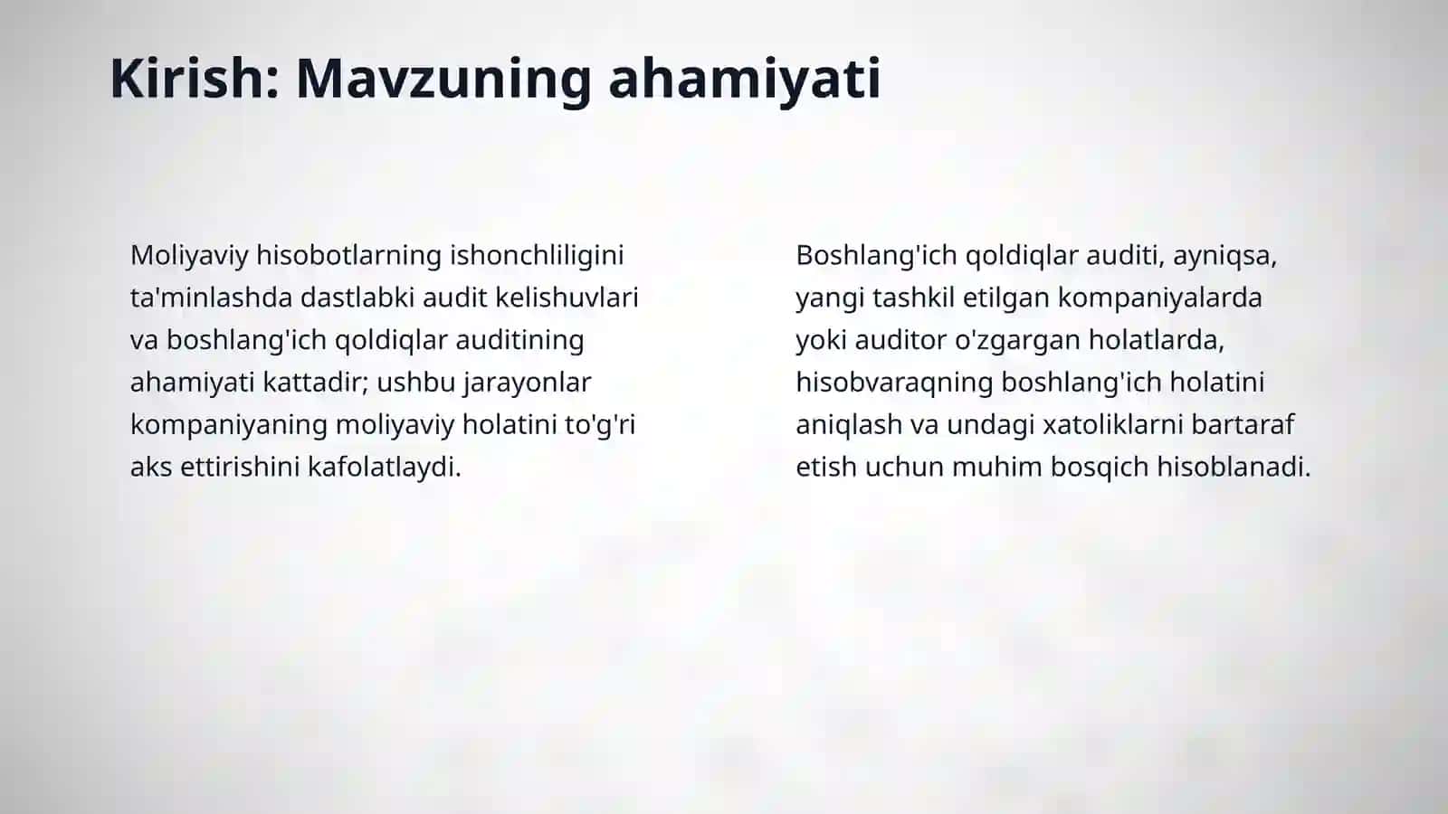 Dastlabki audit kelishuvlari – boshlangʻich qoldiqlar 3