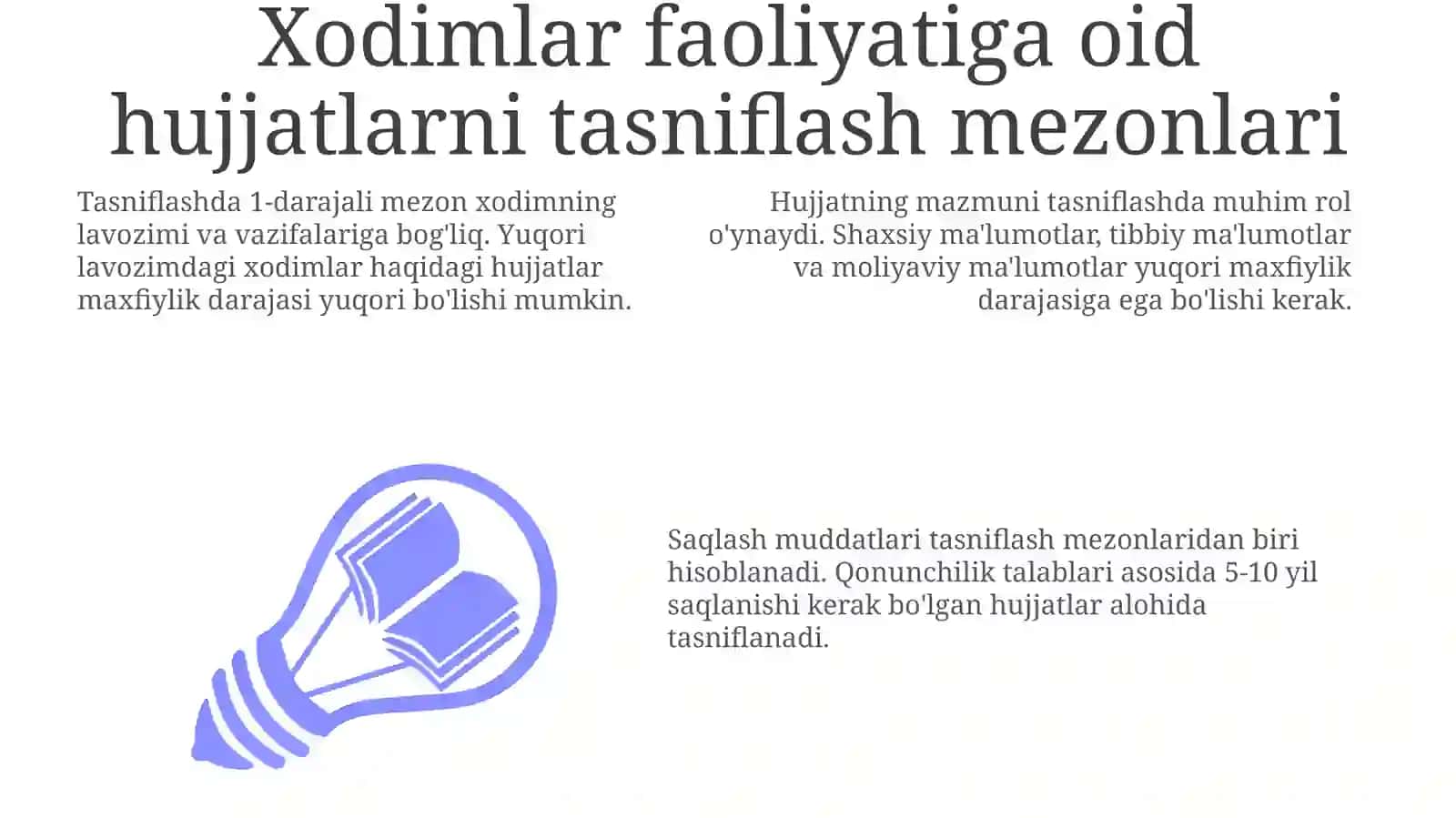 Xodimlar faoliyatiga oid hujjatlarning tasnifi 3