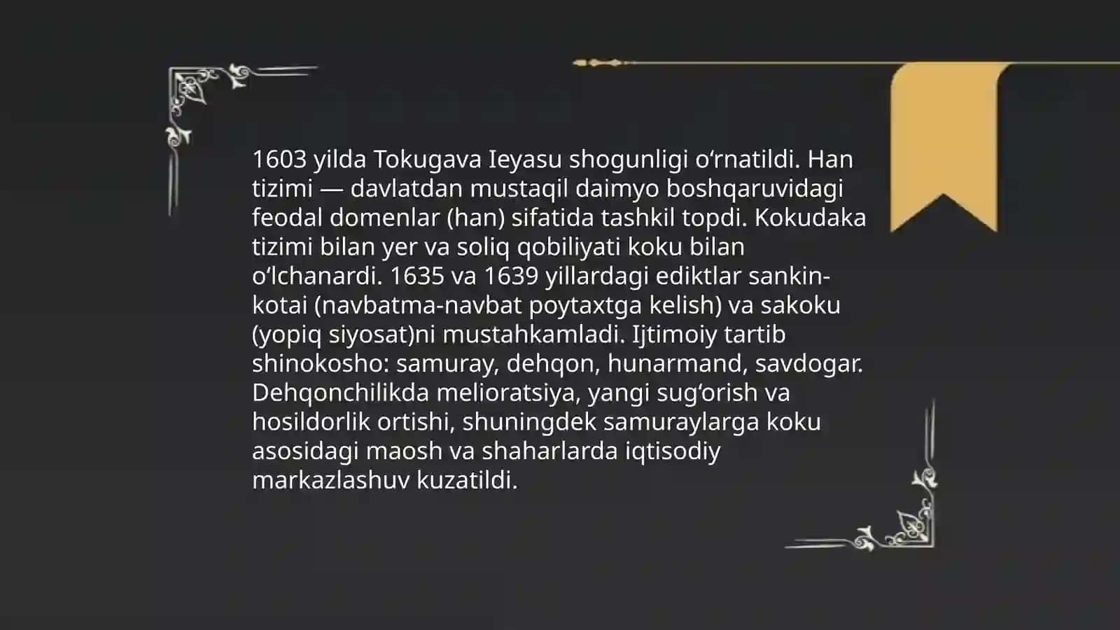 XVI-XVIII ASRLARDA YAPONIYANING IJTIMOIY IQTISODIY AHVOLI 3