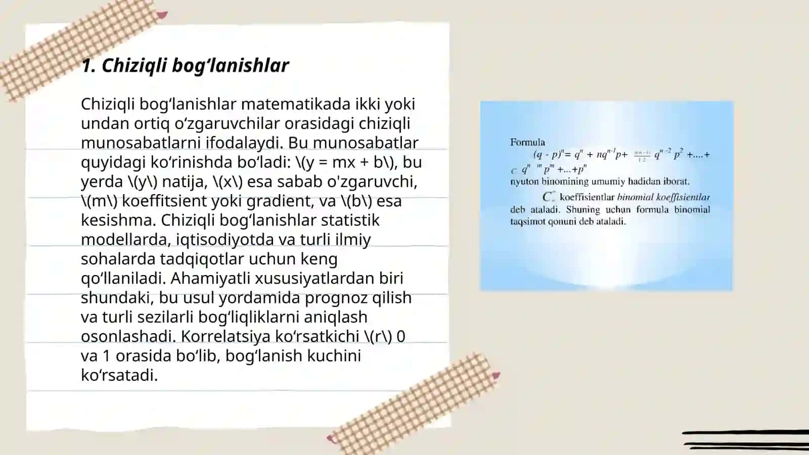 Chiziqli bog‘lanishlar 3