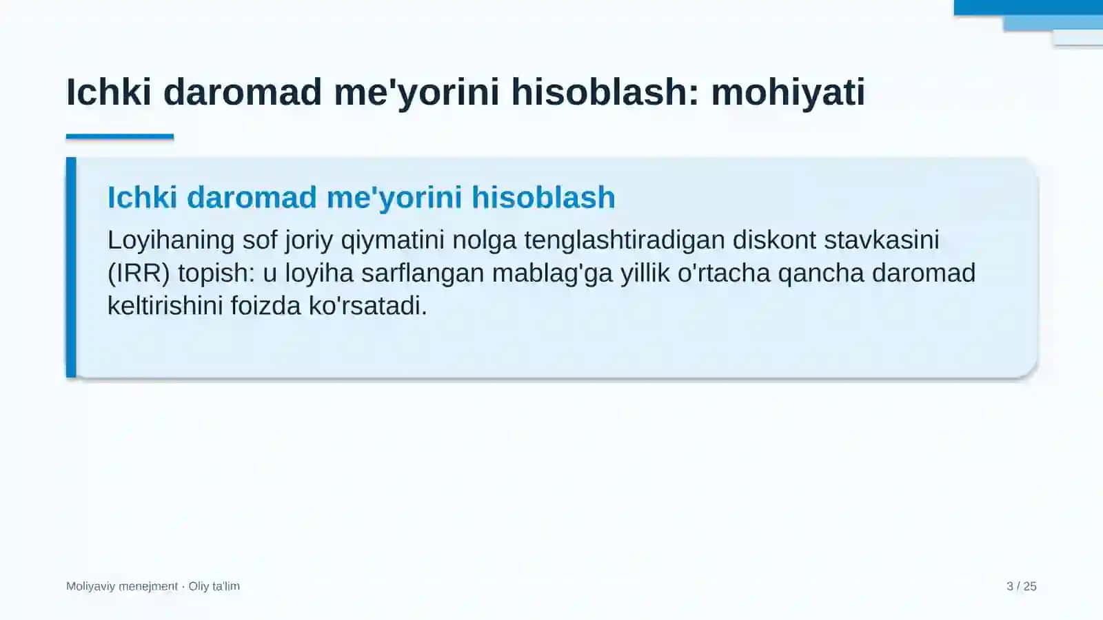 Fitnes klublarida ichki daromad me'yorini hisoblash 3