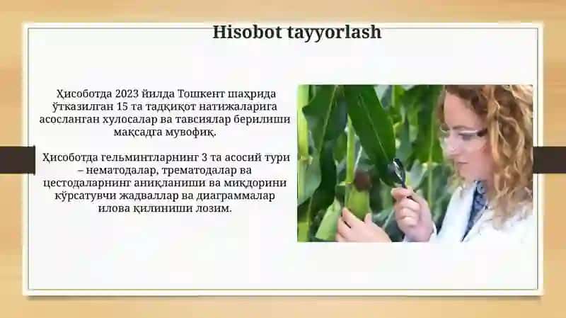 Preparatlar tayyorlash usuli.Ne'matodalarni aniqlash va oʻlchash metodlari 3