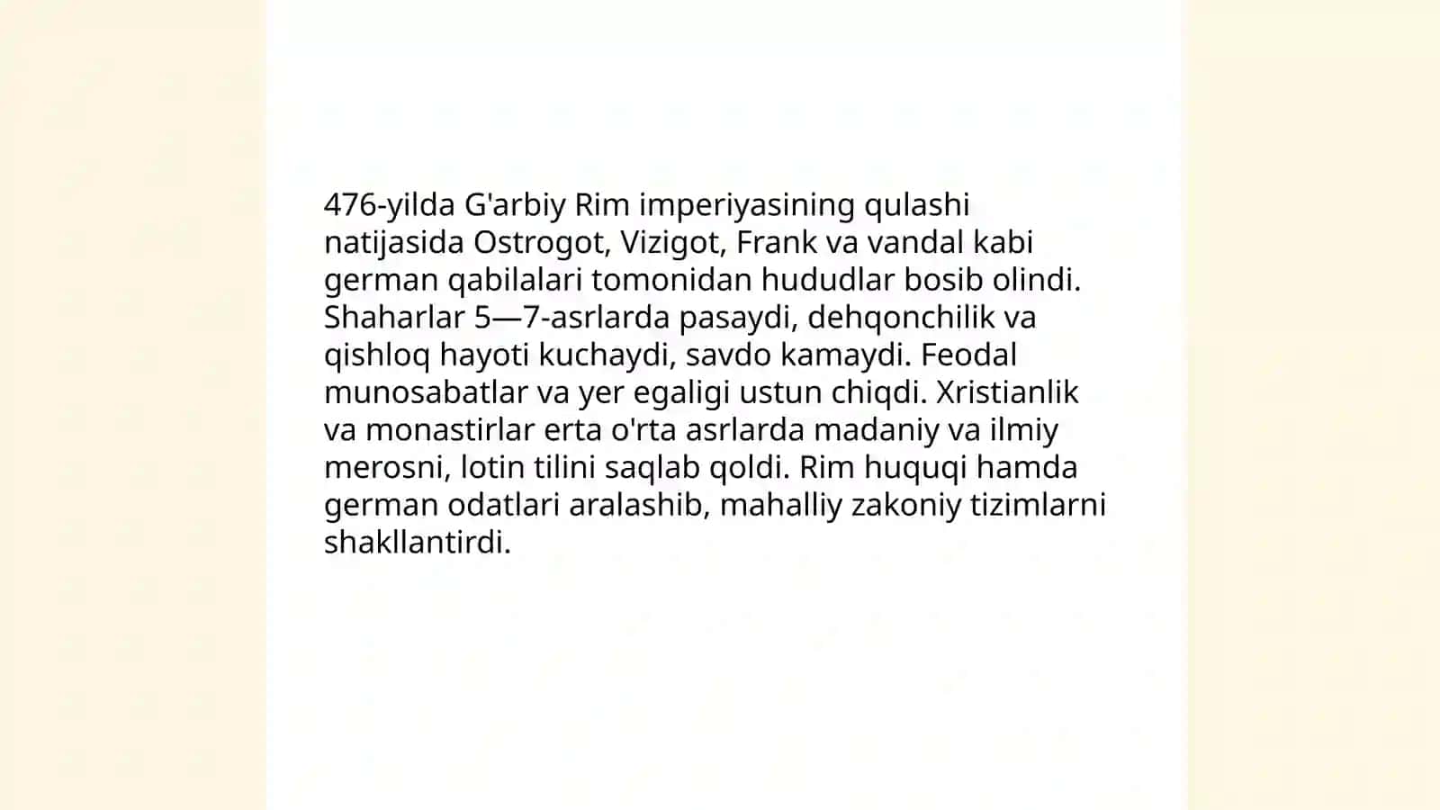 G'arbiy Yevropa madaniyati ilk o'rta asrlarda 3