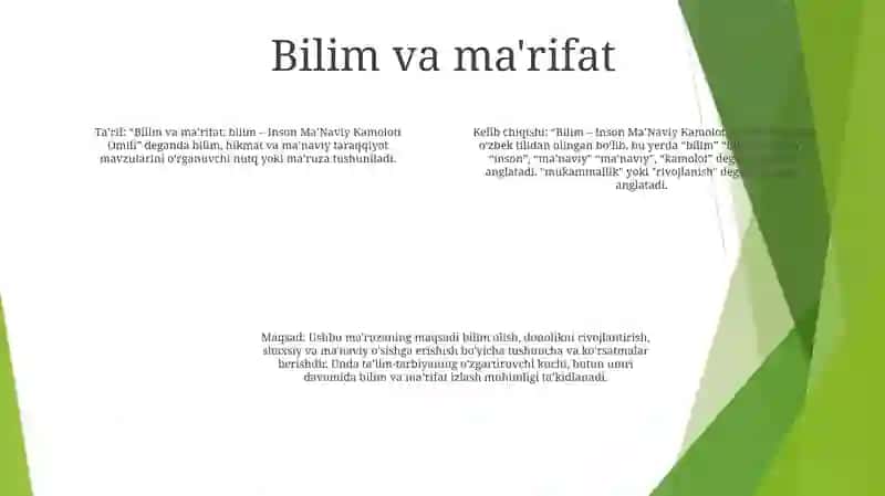 Bilim - Inson MaʼNaviy Kamoloti Omili 3
