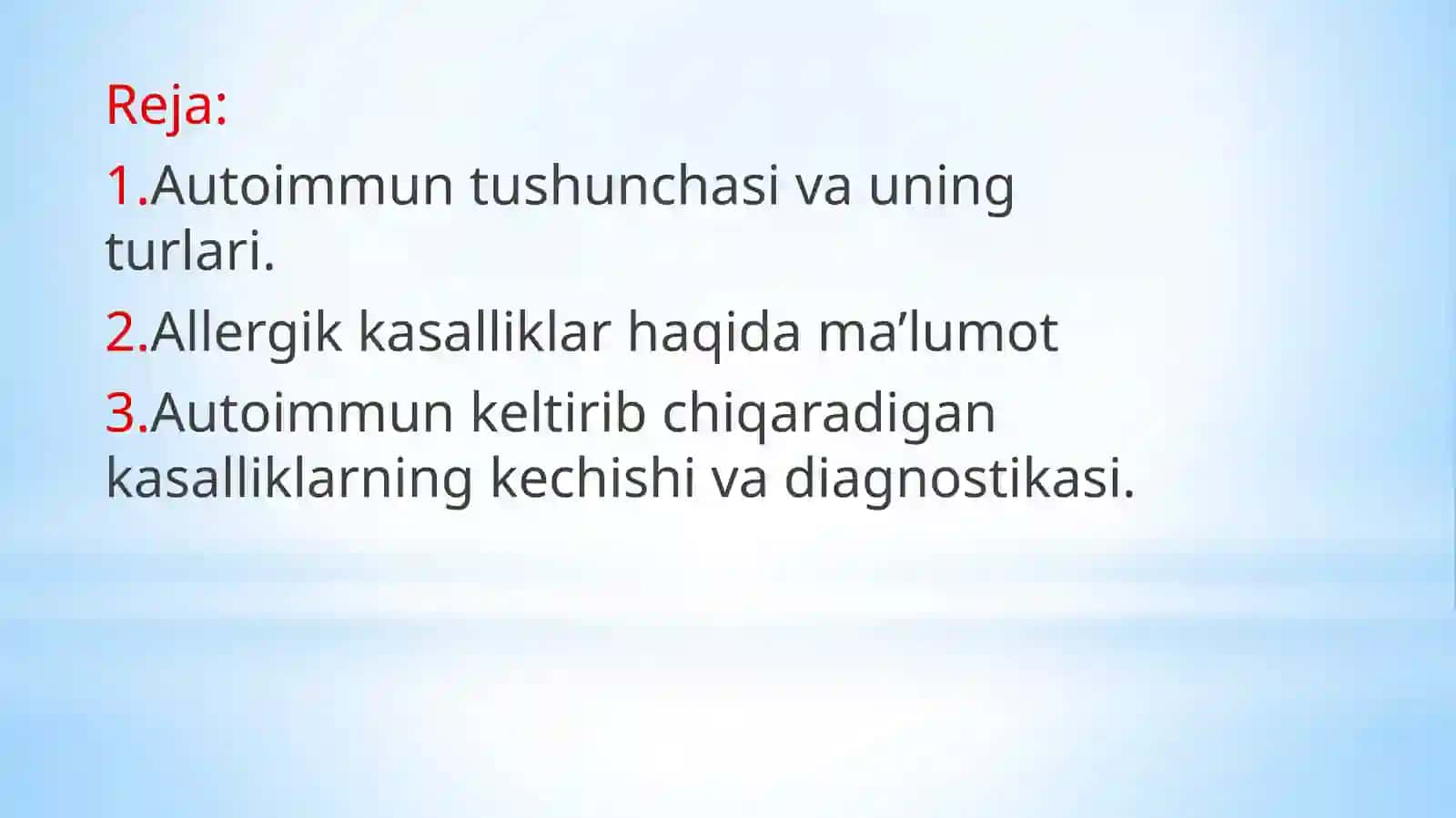 Mavzu:Autoimmun va allergik kasalliklar kelib chiqishi,kechishi,diagnostikasi haqida to'liq ma'lumot 3