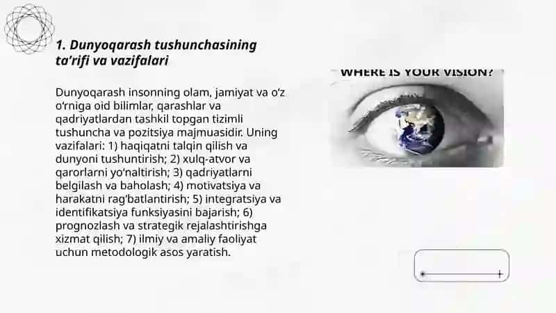 Dunyoqarash tushunchasi, uning tiplari 3